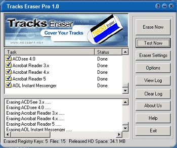 Tracks Eraser Pro 8.78 screenshot