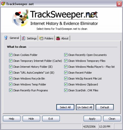 TrackSweeper.net 2.0.7 screenshot
