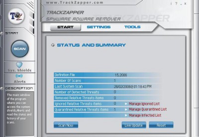 TZ Spyware-Adware Remover 9.2.0.3 screenshot