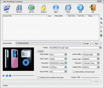 Ultra iPod Movie Converter 5.3.0402 screenshot