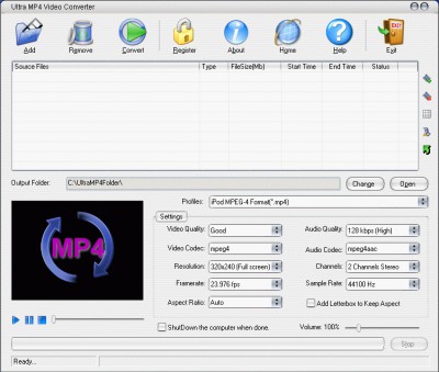 Ultra MP4 Video Converter 5.3.0402 screenshot