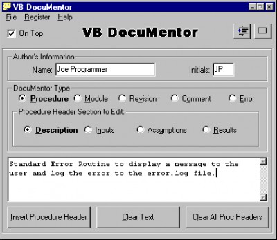 VB DocuMentor 1.4 screenshot