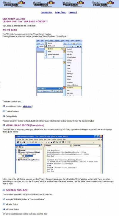 VBATutor 2006 1.0 screenshot