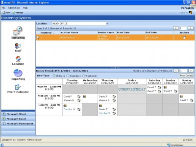 VersaERS Employee Rostering System 2.1.2 screenshot