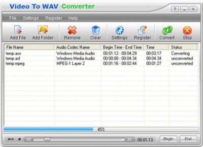 Video To WAV Converter 1.00 screenshot
