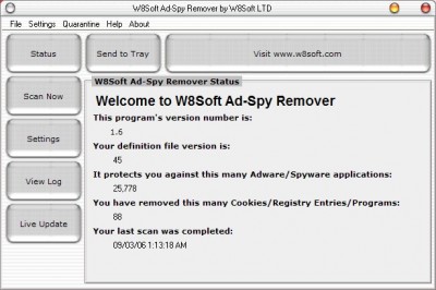 W8Soft Ad-Spy Remover 1.6 screenshot