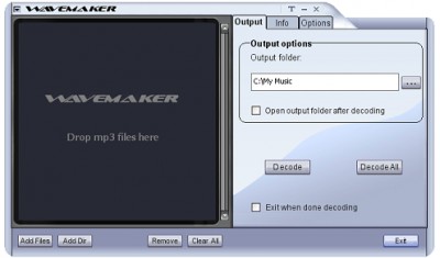 WaveMaker MP3 to WAV Converter 2.3 screenshot