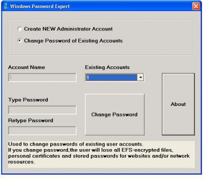 Windows Password Expert 1.1 screenshot