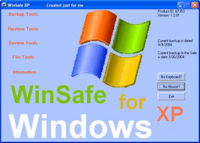 WinSafe XP 1.4.00 screenshot