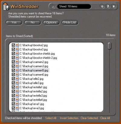 WinShredder: Securely shred your files and folders 1.0 screenshot