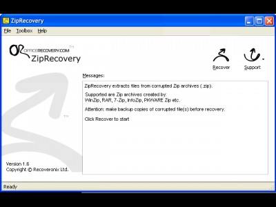 ZipRecovery 1.6.1007 screenshot